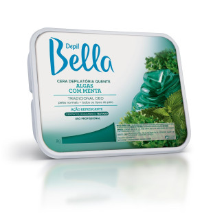 CERA DEPIL BELLA 1KG EM BARRA - QUENTE - ALGAS COM MENTA