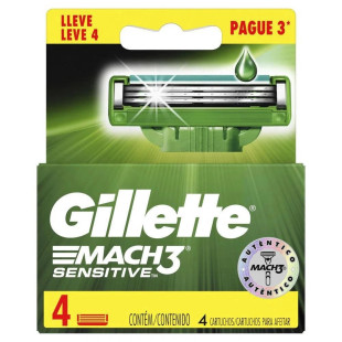 CARGA PARA APARELHO DE BARBEAR GILLETTE MACH3 4UN - SESITIVE