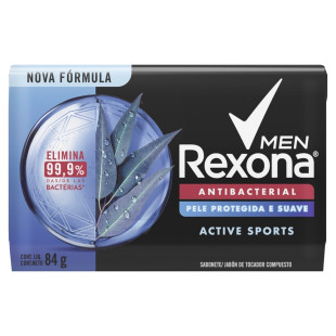 SABONETE EM BARRA REXONA MEN 84G - ANTIBACTERIAL ACTIVE