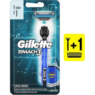 APARELHO DE BARBEAR GILLETTE MACH3 COM ACQUA GRIP + CARTUCHO