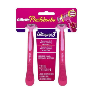 APARELHO DE DEPILAR DESCARTAVEL GILLETTE PRESTOBARBA ULTRAGRIP 3 FEMININO 2UN