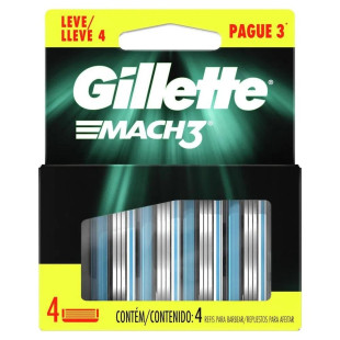 CARGA PARA APARELHO DE BARBEAR GILLETTE - MACH 3 - 4 UNIDADES