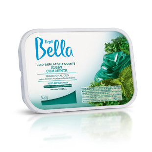 CERA DEPIL BELLA 500G EM BARRA - QUENTE - ALGAS COM MENTA