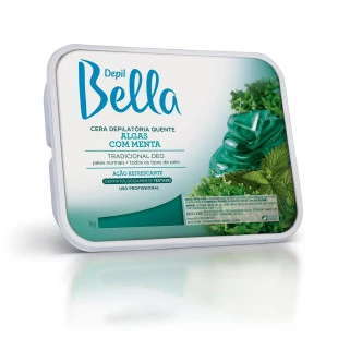 CERA DEPIL BELLA 1KG EM BARRA - QUENTE - ALGAS COM MENTA