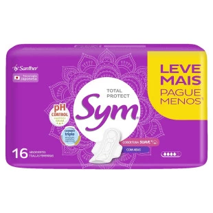 ABSORVENTE SYM 16UN TOTAL PROTECT - COM ABAS - SUAVE
