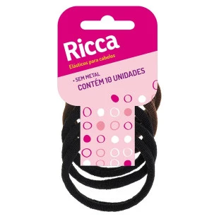 ELÁSTICO PARA CABELO RICCA 10 UNIDADES - SEM METAL ref:903