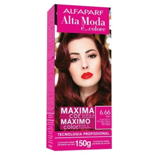 COLORAÇÃO ALTA MODA - È COLORE KIT - 6.66 - LOURO ESCURO VERMELHO INTENSO