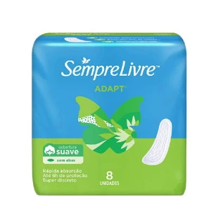 ABSORVENTE SEMPRE LIVRE ADAPT 8 UNIDADES - COM ABAS - SUAVE