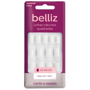 UNHAS POSTIÇAS BELLIZ - QUADRADA CURTO NATURAL  ref:1200