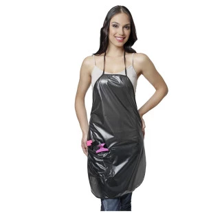 AVENTAL PARA TINTURA SANTA CLARA EM PVC COM BOLSO - PRETO ref:9807
