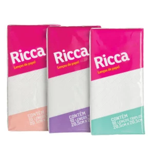 LENÇO DE PAPEL RICCA - SACHE COM 10 UNIDADES ref:3704