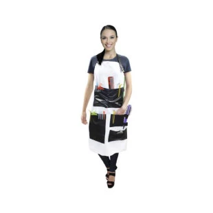AVENTAL OXFORD SANTA CLARA REGULAVEL COM BOLSO - BRANCO/PRETO ref:4045