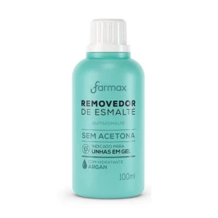 REMOVEDOR DE ESMALTE FARMAX 100ML - SEM ACETONA - COM ARGAN