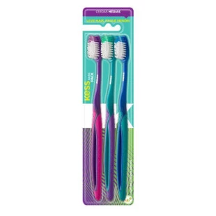 ESCOVA DENTAL KESS - BASIC PLUS - MÉDIA - 3 UNIDADES