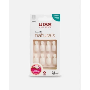 UNHA POSTIÇA KISS SALON NATURALS - TAMANHO S - QUADRADO CURTO 28UN - SEM COLA