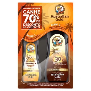 KIT AUSTRALIAN GOLD - PROTETOR SOLAR INSTANT BRONZE FPS30 237ML + ACCELERATOR CLEAR 125ML