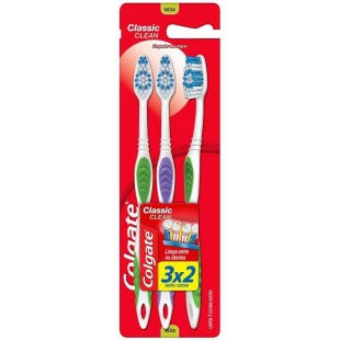 ESCOVA DENTAL COLGATE CLASSIC CLEAN - MACIA - 3 UNIDADES