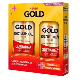 KIT NIELY GOLD RECONSTRUÇÃO POTENTE - SHAMPOO 275ML + CONDICIONADOR 175ML