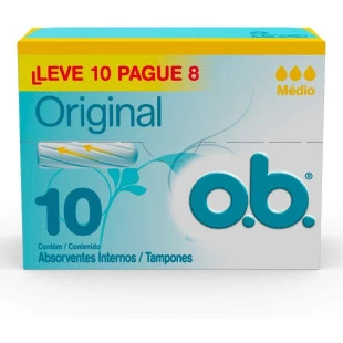 ABSORVENTE INTERNO O.B ORIGINAL - 10 UNIDADES - MÉDIO