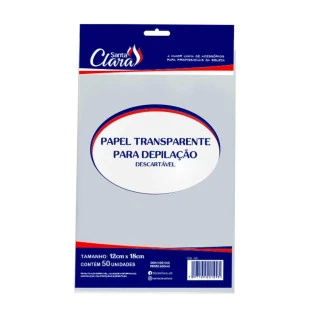 PAPEL PARA DEPILAÇÃO SANTA CLARA 50 UNIDADES - TRANSPARENTE ref:109