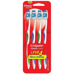 ESCOVA DENTAL COLGATE CLASSIC CLEAN - NORMAL -  4 UNIDADES