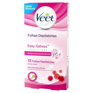 FOLHAS PRONTAS DEPILATÓRIA VEET 12 UNIDADES CORPORAL - PELE NORMAL E SECAS
