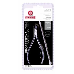 ALICATE DE CUTICULA MUNDIAL PREMIUM + ESPATULA INOX - ref:778-E