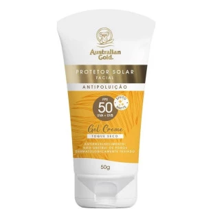 PROTETOR SOLAR FACIAL AUSTRALIAN GOLD 50G ANTIPOLUIÇÃO FPS 50