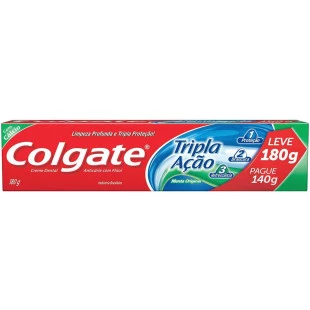 CREME DENTAL COLGATE 180G - TRIPLA AÇÃO - MENTA ORIGINAL