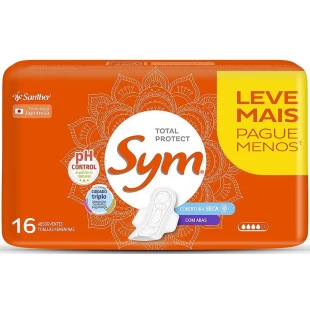 ABSORVENTE SYM 16UN TOTAL PROTECT - COM ABAS - SECA