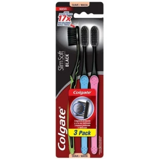 ESCOVA DENTAL COLGATE SLIM SOFT BLACK - MACIA - 3 UNIDADES