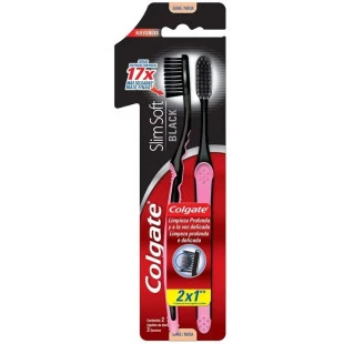 ESCOVA DENTAL COLGATE SLIM SOFT BLACK - MACIA - 2 UNIDADES