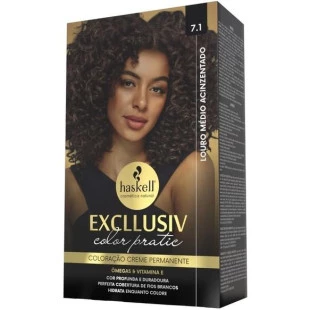 COLORAÇÃO HASKELL EXCLLUSIV COLOR PRATIC - 7.1 LOURO MÉDIO ACINZENTADO