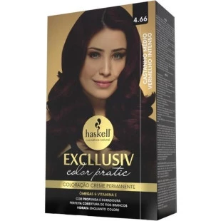 COLORAÇÃO HASKELL EXCLLUSIV COLOR PRATIC - 4.66 CASTANHO MÉDIO VERMELHO INTENSO