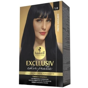 COLORAÇÃO HASKELL EXCLLUSIV COLOR PRATIC - 1.0 PRETO AZULADO