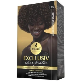 COLORAÇÃO HASKELL EXCLLUSIV COLOR PRATIC - 7.73 CHOCOLATE DOURADO