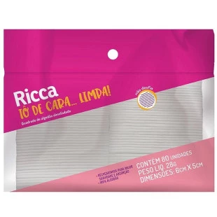 ALGODÃO HIDROFILO RICCA 80 UNIDADES - QUADRADINHO - REF:3276
