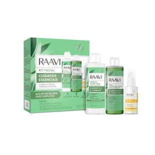 KIT FACIAL RAAVI - CUIDADOS ESSENCIAIS - CLOROFILA E TOMATE