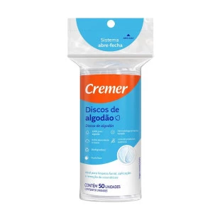 ALGODÃO HIDRÓFILO CREMER 50 UNIDADES - DISCO REDONDO