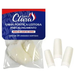 UNHAS POSTIÇAS SANTA CLARA - LEITOSA PARA ALONGAMENTO 20 UNIDADES - ref:3316