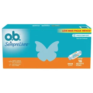 ABSORVENTE INTERNO - O.B SEMPRE LIVRE PROCOMFORT 16 UNIDADES - SUPER