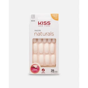 UNHA POSTIÇA KISS SALON NATURALS - TAMANHO L - BAILARINA LONGO 28UN - SEM COLA