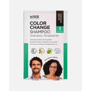 SHAMPOO KISS COLOR CHANGE - CASTANHO ESCURO - 3 UNIDADES
