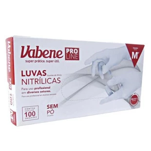 LUVA NITRÍLICA VABENE - CAIXA 100 UNIDADES - TAMANHO M - BRANCA