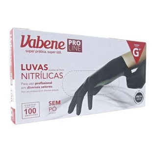LUVA NITRÍLICA VABENE - CAIXA 100 UNIDADES - TAMANHO G - PRETA