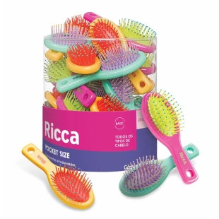 ESCOVA PARA CABELO RICCA - OVAL MINI CRISTAL COLORS - ref:489