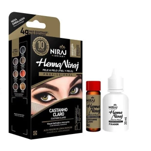 KIT HENNA NIRAJ 4G - CASTANHO CLARO + FIXADOR 20ML