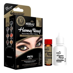 KIT HENNA NIRAJ 4G - PRETO + FIXADOR 20ML