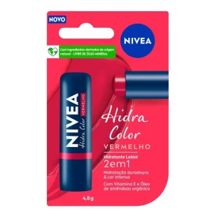 PROTETOR LABIAL HIDRATANTE NIVEA 4,8G - HIDRA COLOR - VERMELHO