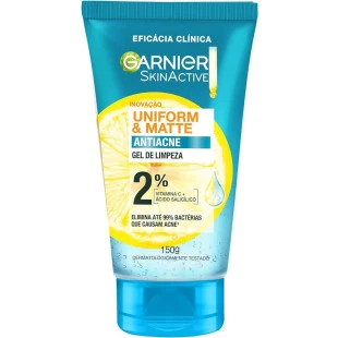 GEL DE LIMPEZA FACIAL GARNIER 150G - UNIFORM & MATTE - ANTIACNE